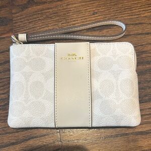Coach Ivory and Taupe Wristlet